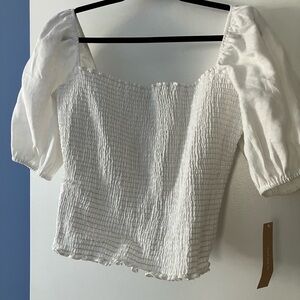 Reformation White Linen Top XL